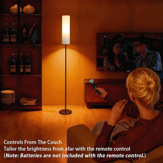 Floor Lamp for Living Room, Lamp with 3 Color Lampshades, Remote Standing Lamp for Bedroom, Office, Room décor(Bulb Included) (Ivory)