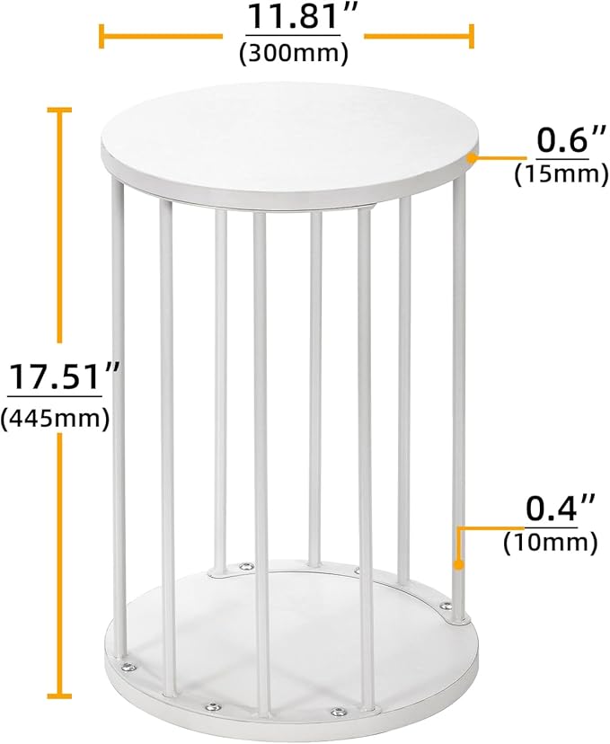 Plant Stand Indoor,small plant stool,Flower Pot Corner stand holder,Mid Century Heavy Duty Metal Tall Home Decor,Modern Round End Table,Small Rustic Display Stand for Living Room,Bedroom(White,18In)