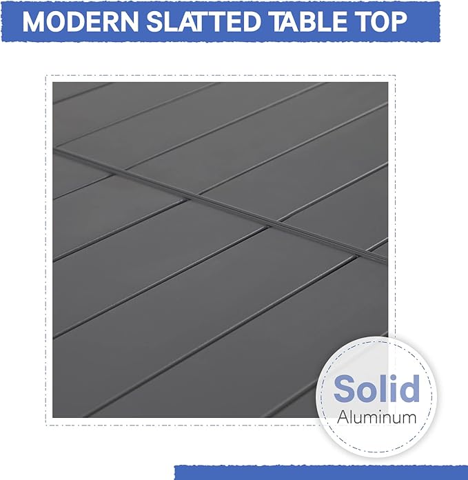 Soleil Jardin Aluminum Patio Extendable Dining Table, 35" - 71", Adjustable Indoor Outdoor Furniture Rectangle Table for 4-6 Person Porch Deck Garden,Dark-Grey