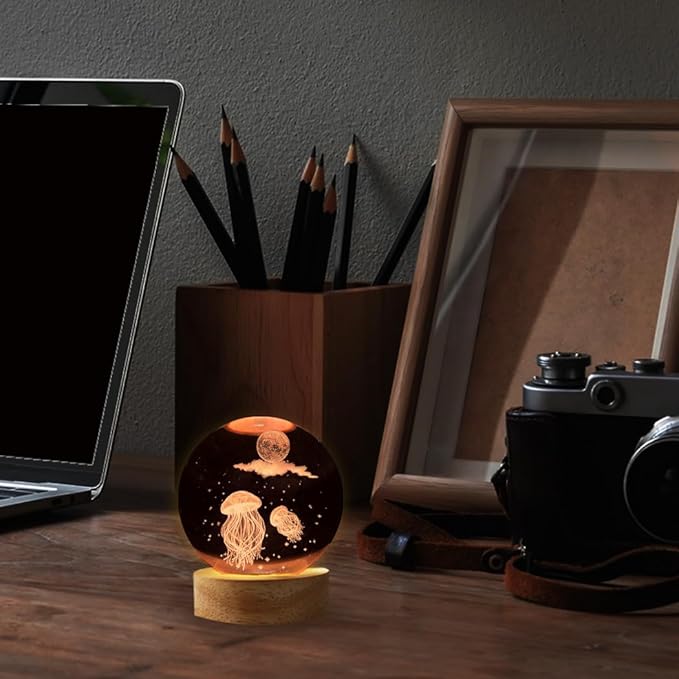 Jellyfish Lamp 3D Night Light, Small Home Decor Accents for Kids Room Decor for Boys Girls Brithday (16 Color, Remote Control)