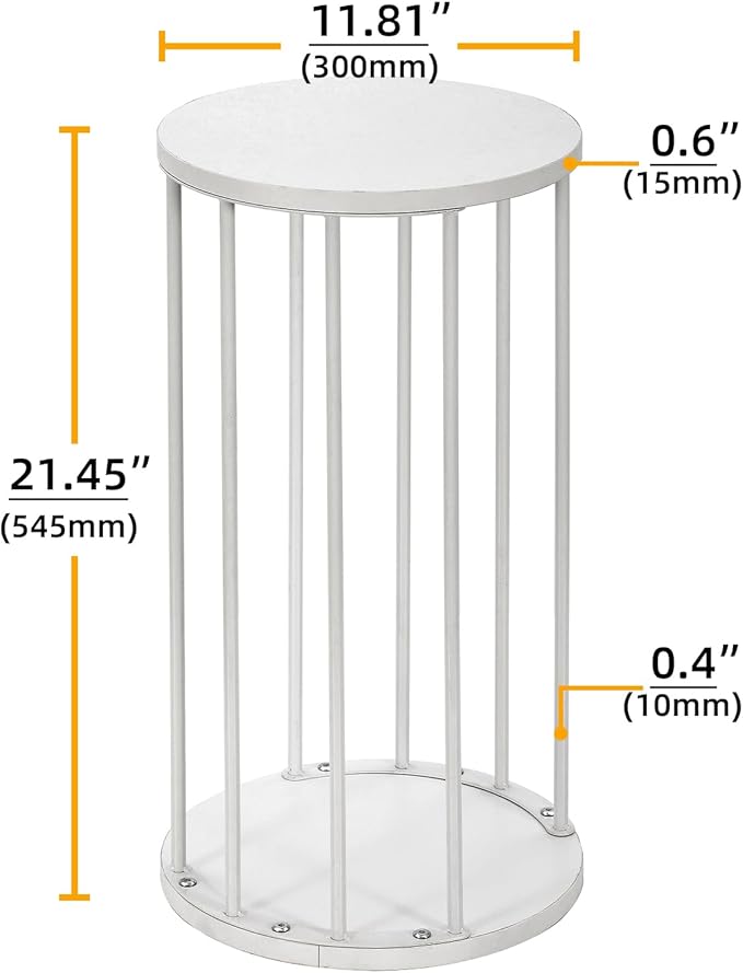 Plant Stand Indoor,small plant stool,Flower Pot Corner stand holder,Mid Century Heavy Duty Metal Tall Home Decor,Modern Round End Table,Small Rustic Display Stand for Living Room,Bedroom(White,21In)