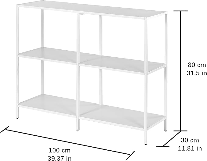 HDANI 39.4 Inch Metal Console Table with 3 Tier Strage Shelves,Narrow Entryway Table,Modern Sofa Tables for Entryway, Living Room,Bedroom,White