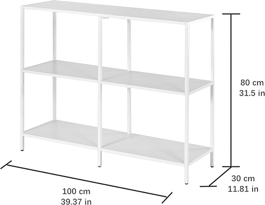 HDANI 39.4 Inch Metal Console Table with 3 Tier Strage Shelves,Narrow Entryway Table,Modern Sofa Tables for Entryway, Living Room,Bedroom,White