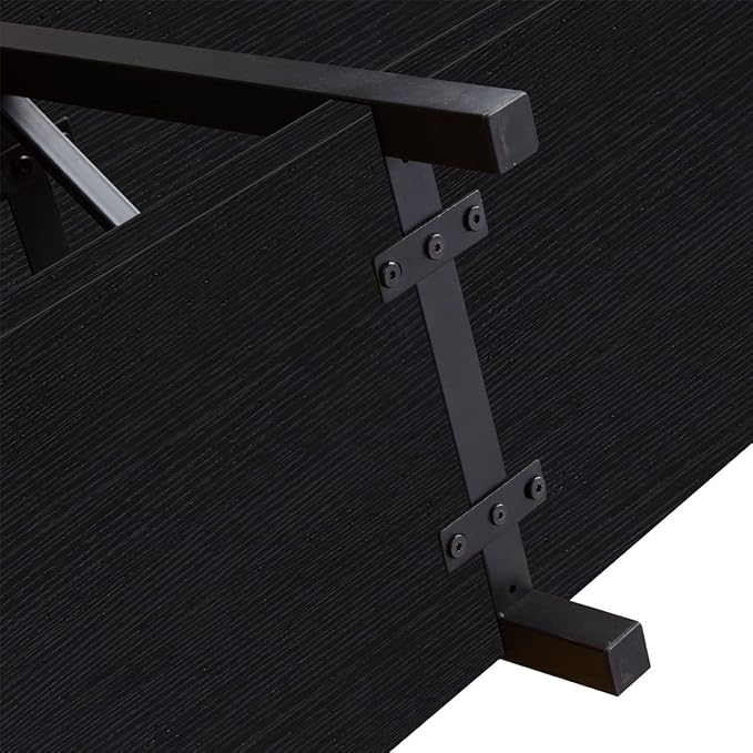 IBF Black Console Table, Modern Industrial Sofa Table with 3 Tier Storage Shelves, Farmhouse Wooden Metal Entryway Table for Living Room, Hallway, or Foyer, Black Oak, 63 Inch