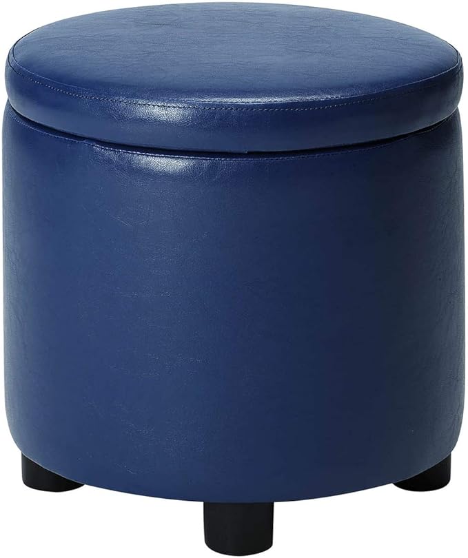 Designs4Comfort Round Accent Storage Ottoman with Reversible Tray Lid