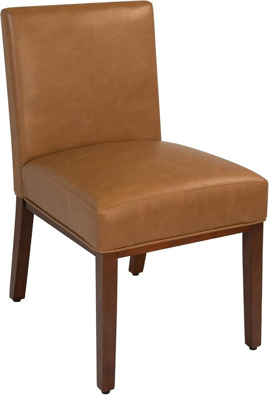 HomePop Kolbe Dining Chair - Carmel Faux Leather，19.5" Seat Height, Ideal for 29-31 Inch Tables (Single Pack)
