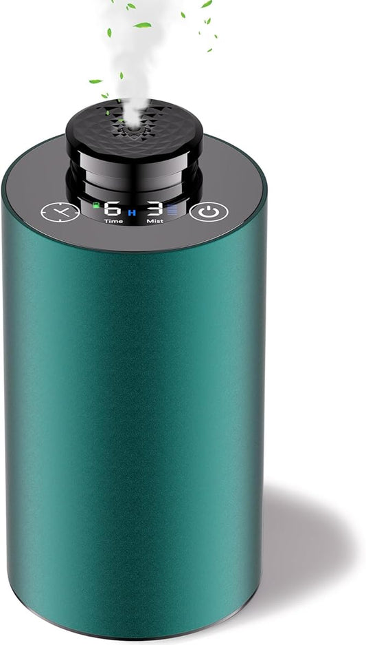 Diffuserlove Waterless Car Aromatherapy Diffuser, Portable Travel Cordless Air Diffuser, Rechargeable Scent Machine, Green