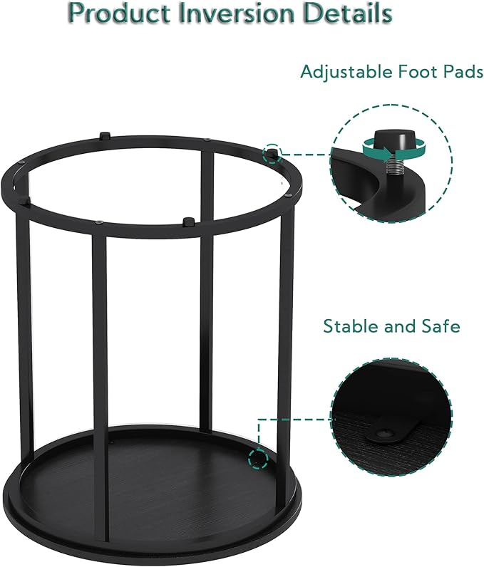 Yusong Round End Table, 20" Accent Small Side Table Suitable for Hiding Trash Can, Nightstand Modern Bedside Table for Living Room Bedroom Office Small Spaces, Black