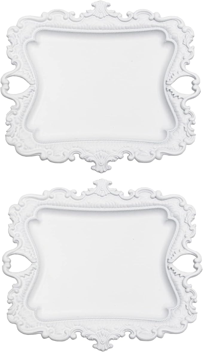 (2 PACK) Vintage Small White Ring Dish, Birthday & Wedding Gifts for Women，Wedding Ring Tray - White