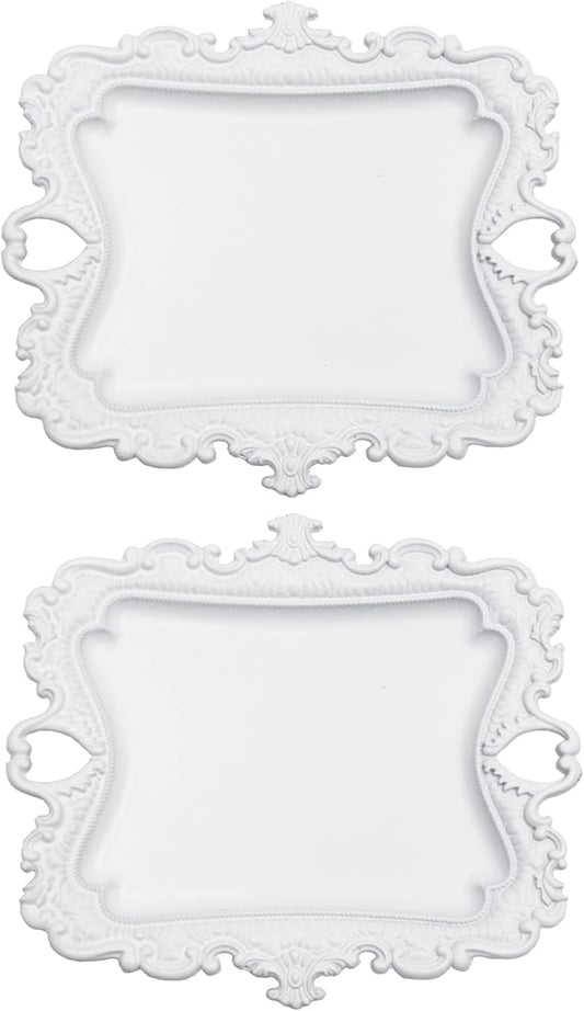 (2 PACK) Vintage Small White Ring Dish, Birthday & Wedding Gifts for Women，Wedding Ring Tray - White