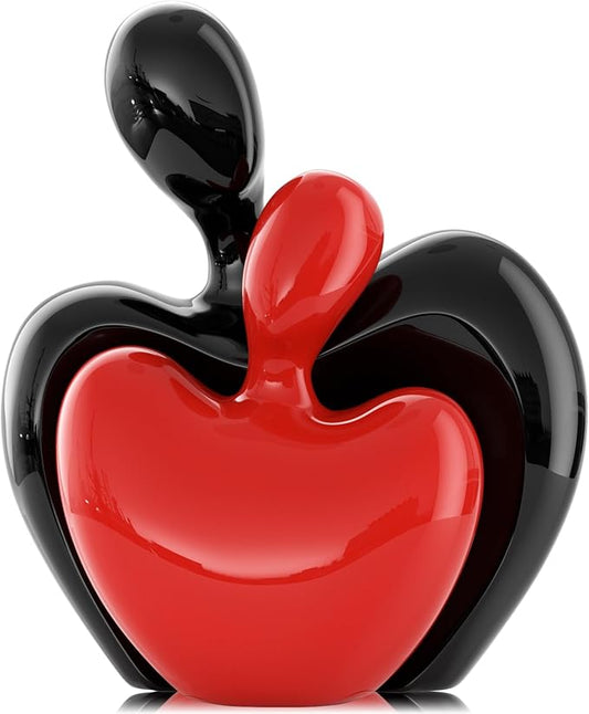 XMGZQ Mini Hugging Couple Statue Ceramic Lover Figurine Home Decor is a Romantic Gift for Her on Wedding Anniversary and Valentines, TV Stand Decoration Knick Knacks for Shelves (Red)