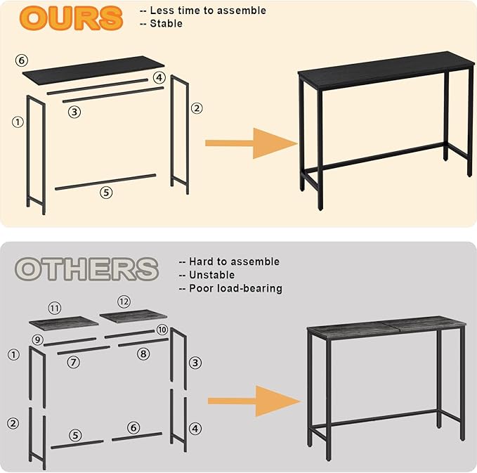 39.4” Console Table, Hallway Entrance Table Sofa Table Behind Couch, for Living Room, Entryway, Easy Assembly, Accent Table, Black