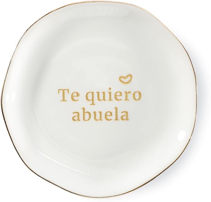 HOME SMILE I Love You Grandma Gifts in Spanish Ring Dish-Mother's Day Birthday Gifts for Grandmother-Te Quiero Abuela Regalos