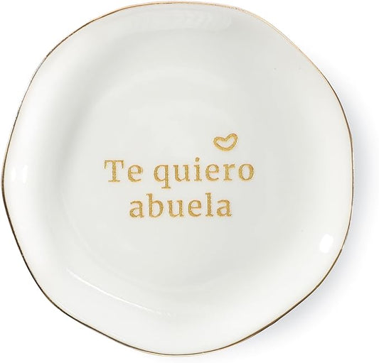 HOME SMILE I Love You Grandma Gifts in Spanish Ring Dish-Mother's Day Birthday Gifts for Grandmother-Te Quiero Abuela Regalos