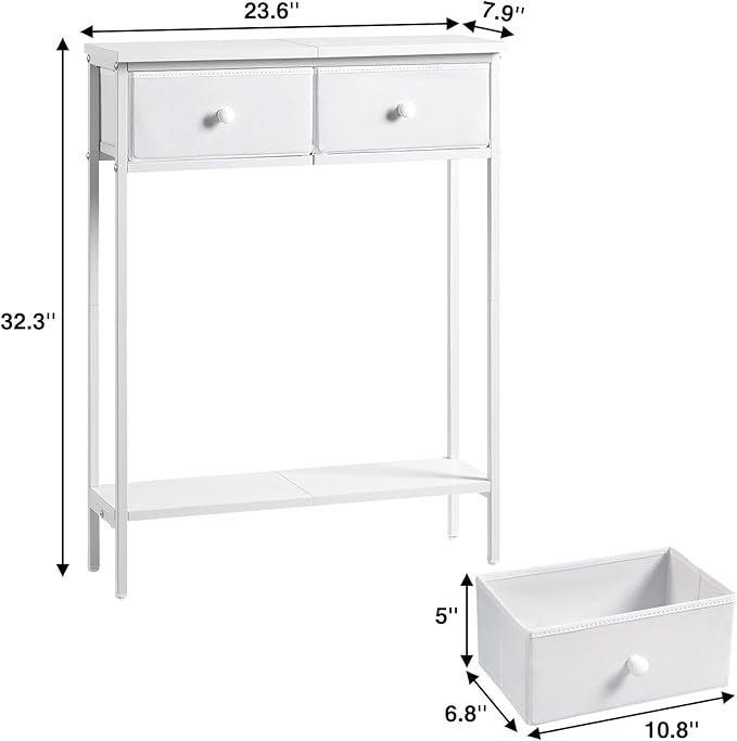 Small Entryway Table with Drawers & Storage Shelf High Tall Little Narrow Front Door Console Tables Skinny Slim Wall Table for Entry Hall Hallway Foyer, Thin Bedside Nightstand for Small Space Bedroom