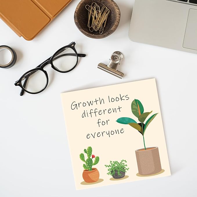 LVQHI Inspirational Wood Block Sign,Growth Looks Different for Everyone Plant Motivational Wooden Block Sign for Home Bedroom Office Desk Table Decor,Inspirational Cheer Up Gift Red