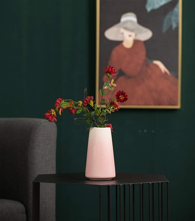 Pink Vase - 6" Pink Ceramic vase for Flower, Cute Modern Vases for Home Decor, Minimalist vases for Centerpieces, Living Room,Bedroom or Gift