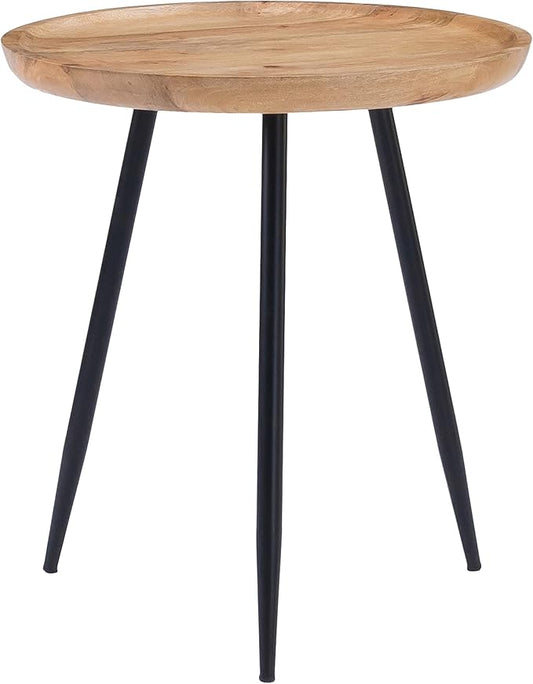 MH London Side Table - Dilan Tri Pin Small Table. Exclusively Designed Hand-Crafted Small Nightstand. Solid Wood Round End Table. Contemporary Accent Table for Bedrooms, Living Rooms and Home Office