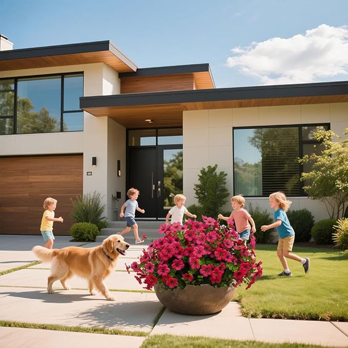 12 Bundles Artificial Flowers for Outdoor Indoor Fake Flowers UV Resistant Artificial Outdoor Flowers Fake Plants Beautiful Faux Flower for Porch Garden Home Patio Decor Home Wedding (Rose Red)