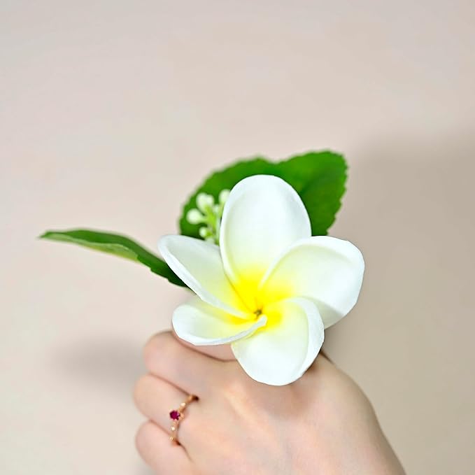 Birthday Gifts for Women 10pcs Gradient Yellow Flowers PU Real Touch Flowers Hawaiian Plumeria Frangipani Artificial Flowers for DIY Birthday Gifts Wedding Gifts Home Decor Table Centerpiece