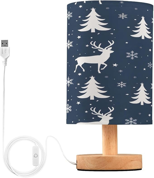 Bolaz Small Table Lamp for Bedroom Deer and Tree Table Lamp Nightstand Lamp for Livingroom Office Reading Working Table Desk