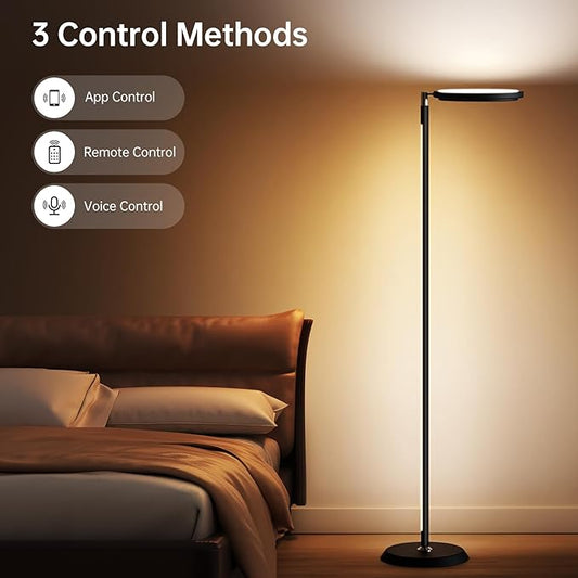 Smart LED Floor Lamp, RGBCW Corner Lamp Works with Alexa, 2000LM Color Changing Standing Lamp with 16 Million DIY Colors,Music Sync,Torchiere Tall lamp for Living Bedroom Room,APP/Voice/Remote Control