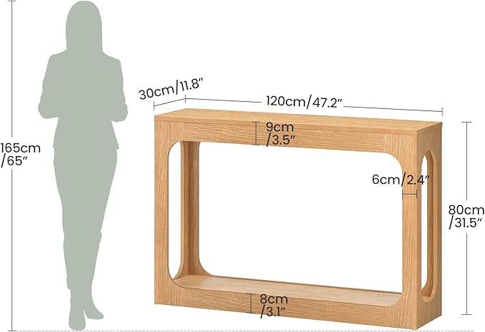47.2" Long Console Table, Entryway Table, Hallway Table, 2-Tier Behind Couch Table, Corridor Decor Stand, Narrow Rectangular with Storage for Living Room, Entry, Hallway, Light Walnut MXG03NL