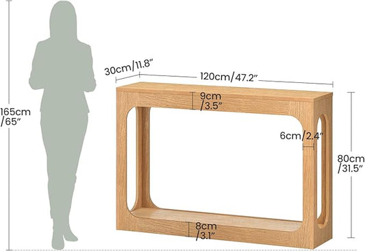 47.2" Long Console Table, Entryway Table, Hallway Table, 2-Tier Behind Couch Table, Corridor Decor Stand, Narrow Rectangular with Storage for Living Room, Entry, Hallway, Light Walnut MXG03NL