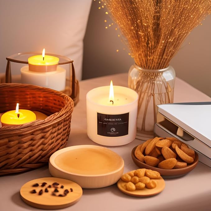 Chloefu LAN Premium Gardenia Scented Candle for Men & Women, Highly Scented, 7.1oz|45 Hour Long Lasting, All Natural Soy Candles, Home Decor, White Glass Jar Candle with Gift Box