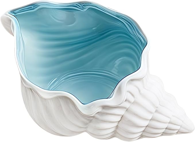 Conch Shape Jewelry Dish Ceramic Holder Ring Trinket Tray, Ocean-themed Decorative Trinket Dish, Suitable for Mother Friend Sister, Gifts for Women, Home Decor Trinket Dish(Sea Blue)