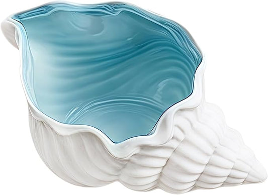 Conch Shape Jewelry Dish Ceramic Holder Ring Trinket Tray, Ocean-themed Decorative Trinket Dish, Suitable for Mother Friend Sister, Gifts for Women, Home Decor Trinket Dish(Sea Blue)