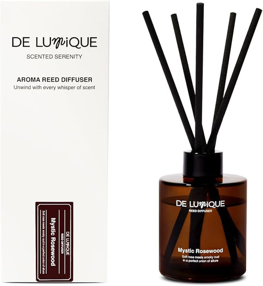 Mystic Rosewood Reed Diffuser for Bathroom – Bathroom Diffuser with Sticks – Long-Lasting Scent with Oud, Damask Rose & Saffron Home Fragrance Decor – 150ml