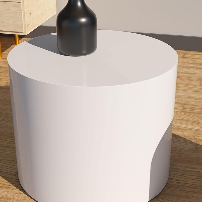 KEVINSPACE Nesting Coffee Table Set of 2, Modern Circle Accent Coffee Tables for Small Spaces, White End Table Wooden Side Table for Living Room, Bedroom, Balcony, Office