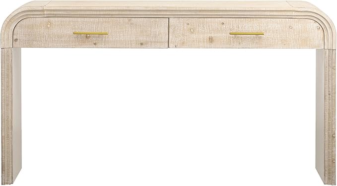 kevinplus 59'' Retro Console Table Farmhouse Sofa Table Entryway Table with Drawer, Modern Mid-Century Wood Console Sofa Table for Living Room Bedroom Hallway, Adjustable Foot Pad, Natural Wood Wash