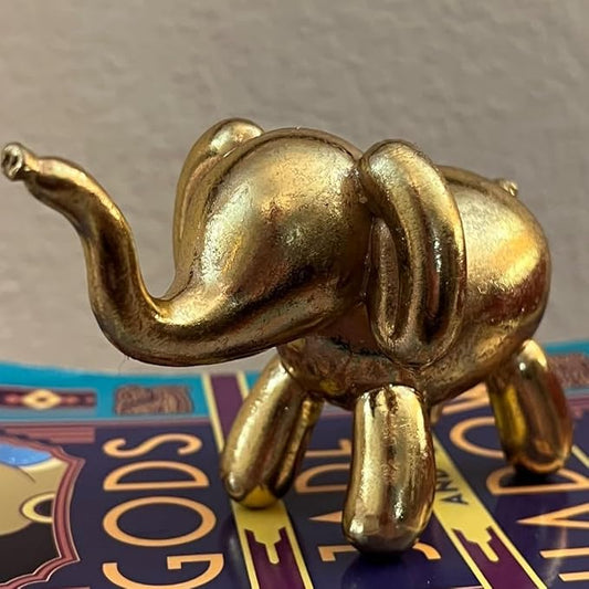 Guichifun Elephant Statue Home Decor Accents - Resin Cute Gold Balloon Elephant Figurines for Shelf Bookshelf TV Stand Modern Décor Bedroom Office Decorations Animal Gift 4.5 x 2.25 x 2.5 Inch