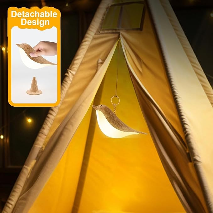 2 Cute Bird Table Lamps Combo,Rechargeable Cordless Lamp with 3 Color Temperature and Adjustable Brightness,Small Desk Lights for Bedroom Nightstand Bedside Table - Wood Tone