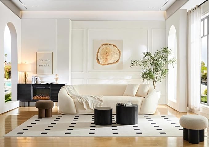 KEVINSPACE Small Coffee Table Nesting End Table Set of 2, Round Coffee Table with Storage Function Wood Side Table Circle Accent Tables for Small Spaces Living Room Bedroom Balcony Office Black