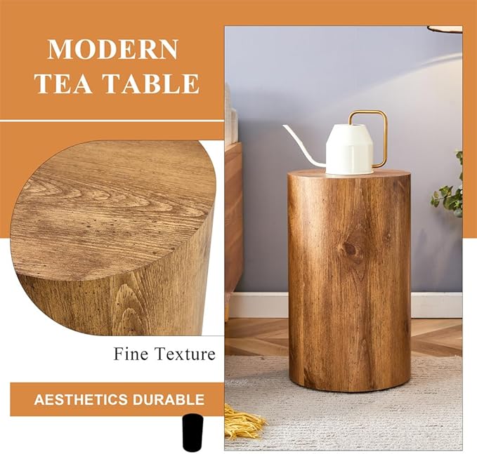 Round Side Table, End Table Living Room Table, Sofa Couch Bedside Table, Nightstand for Small Spaces, No Assembly Required - Ready to Use