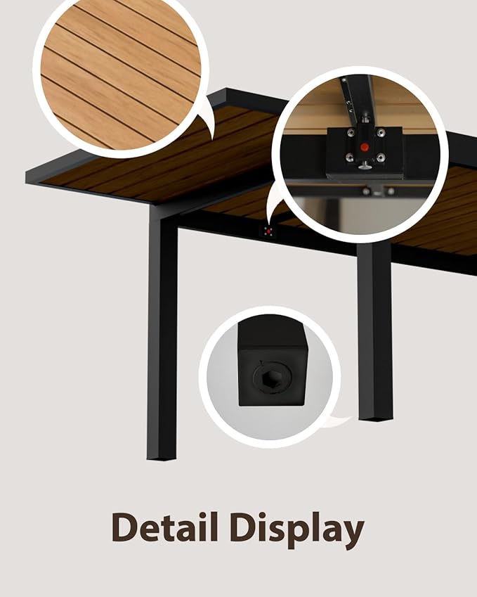 ZANDOR Expandable Outdoor Dining Set for 4-6-8,Patio Table and Chairs Set with Wood Top for Garden,Backyard,Porch,55"-82.7" Extendable Aluminum Outdoor Table Set with 6 Chairs,Grey