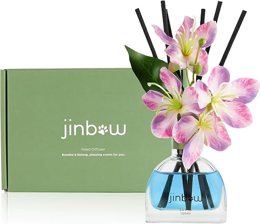 Linen Reed Diffuser Gift Set, Clean Relaxing Scent with Essential Oils, Home Fragrance and Air Freshener for Large Rooms, Bathroom or Shelf Décor 3.4 oz