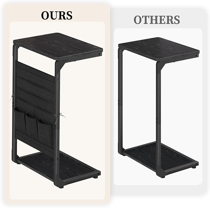 C-Shaped End Tables, TV Trays Set of 2, Small Side Table for Couch with Storage Bag, Sofa Table for Living Room, Bedroom, Bedside ET-P-BKW2