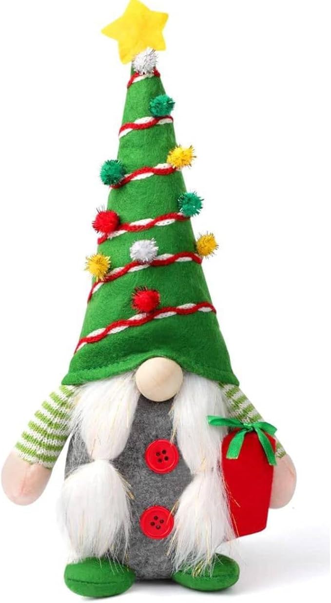 Christmas Gnomes Plush Decoration,Gnome Plush Christmas Decoration Handmade Swedish Dwarf Scandinavian Tomte Elf Gnomes for Home Office Table Decor,Green