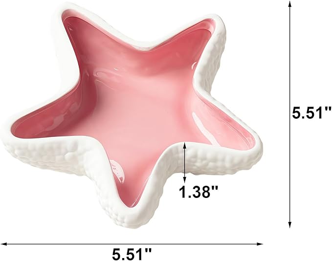 Starfish Jewelry Dish Ceramic Holder Ring Trinket Tray, Ocean-themed Decorative Trinket Dish, Suitable for Mother Friend Sister, Gifts for Women, Home Decor Trinket Dish(Pink)