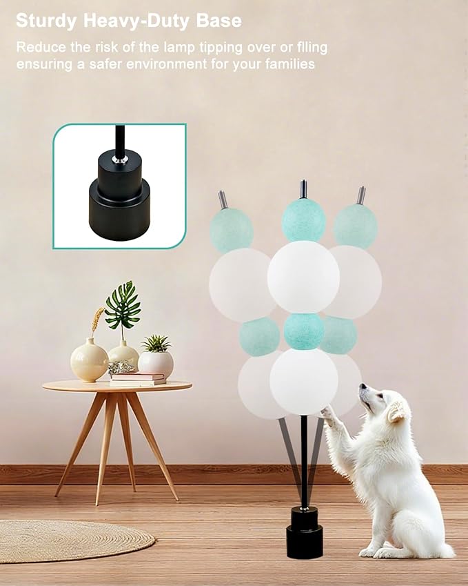 Lightdot Blue Globe Floor Lamp with 3 Color Temperatures LED Bulbs,Dimmable Floor Lamps with Touch Switch,Unique Modern Standing Tall Lamp for Bedroom Living Room Home Office