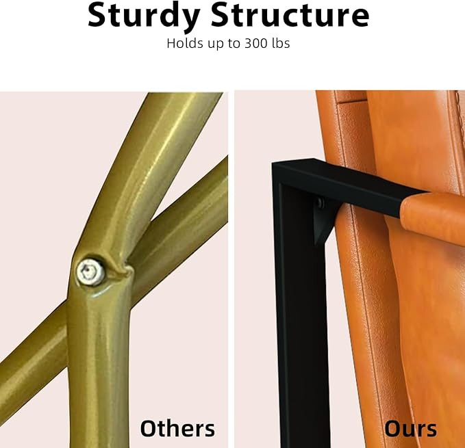 INZOY Leather Accent Chair with Metal Frame Set of 2, Comfy Living Room Chair with Plump Backrest and Cushion, Mid Century Modern Chair with Sturdy Structure, Easy to Clean, Brown