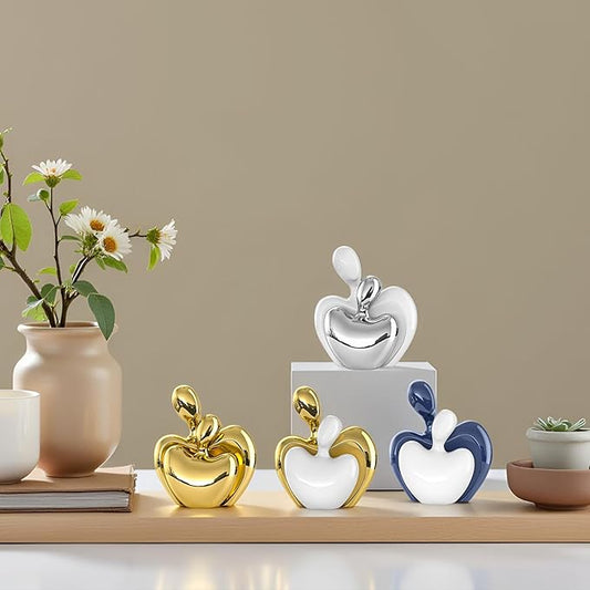 White Silver Mini Hugging Couple Statue Ceramic Lover Figurine Home Decor is a Romantic Gift for Her on Wedding Anniversary and Valentines, TV Stand Decoration Knick Knacks for Shelves (White Silver)