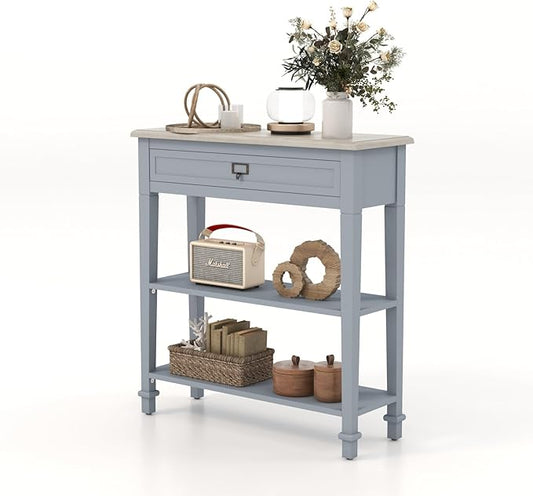KINTNESS Entryway Table, Narrow Console Table Hallway Tables with Storage for Living Room/Hallway/Foyer, Grey