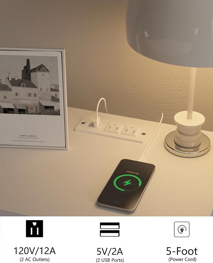 White Nightstand with Charging Station and LED Lights,Modern Bedside Table with Storage Drawer,Night Stand with Solid Wood Legs,White (White-1)