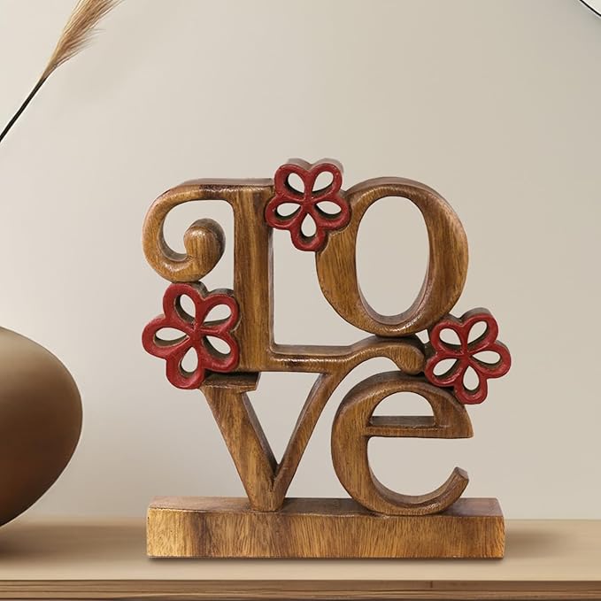 Decozen Gifts for Mom - Wooden Love Letters Sculpture - Mother's Day Birthday Gifts, Home, Office, Living Room, Shelf, Fireplace, Farmhouse, Tabletop, Boho and Mantle Decor - Mothers Day Decorations