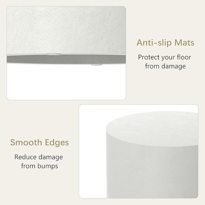 Nesting Coffee Table Set of 2, White Round Nesting Table Modern Circle Coffee Tables Side End Tables for Small Spaces Living Room, Bedroom, Office, Balcony